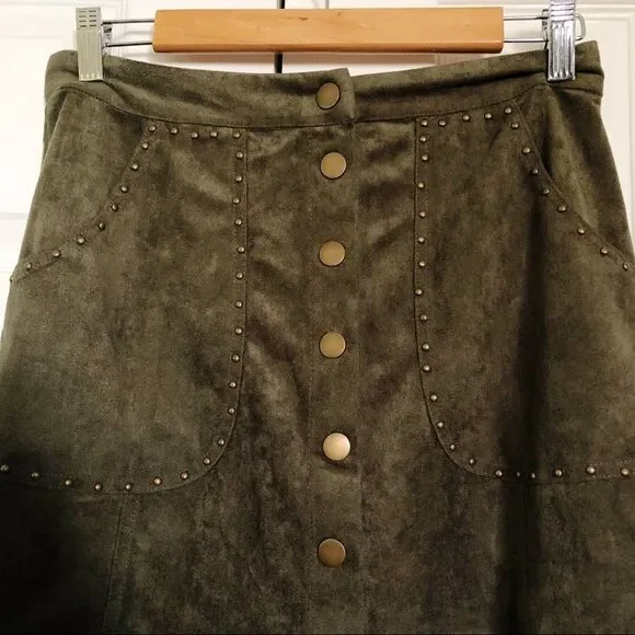 COTTON CANDY LA Green Suede Skirt M - Picture 3 of 5